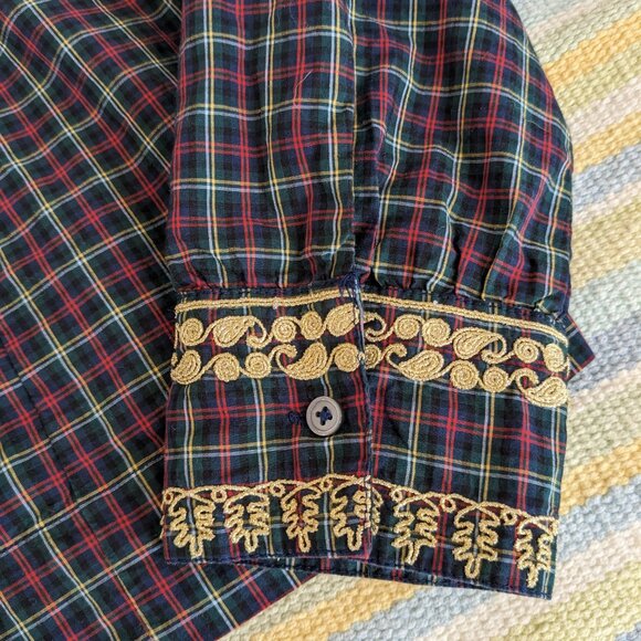 ⭐ J. Crew Plaid Peasant Popover Blouse size Small - Picture 7 of 16